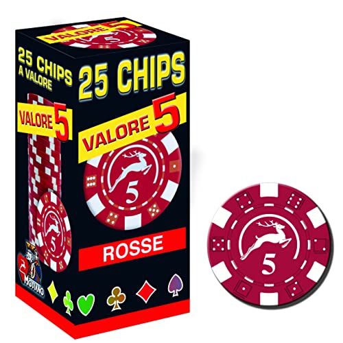 Modiano Packung 25 Chips 14g rot Wert 5 Texas Hold'em Poker Karten Spiel von Modiano