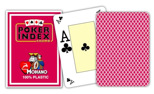 Modiano Pokerkarten Index 100% Kunststoff (rot) von Modiano