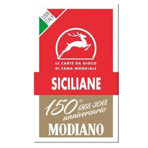 Modiano Rote Siciliane Spielkarten zum 150. Jahrestag von Modiano