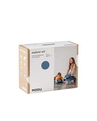 Modu Spielzeug Marke Modell 20 TLG. Baukasten Starter-Setset Playsystem Explorer von 0-6 Jahre - Deep Blue/Sky Blue von Modu