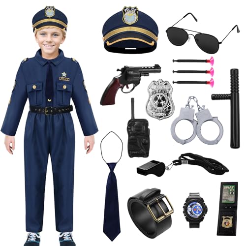 Moerstar Polizistenkostüm für Kinder, Set Polizistin für Mädchen mit Cosplay-Kleid Polizei und Zubehör-Set, Polizei, Cosplay, Polizistin, für Karneval Halloween (Kind, L) von Moerstar