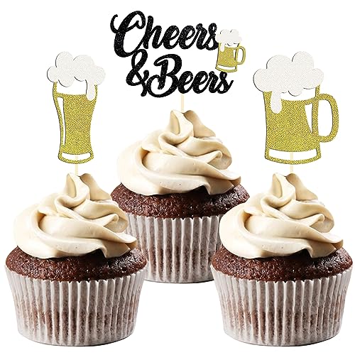 24 Stück Glitzer Oktoberfest Cupcake Topper, Oktoberfest Tortendeko, Bierfest Party Picker, Deutsches Bierfest Kuchendeko für Oktoberfest Deko, Bayerische Party Dessert Dekorationen (cheers) von Moitkptt