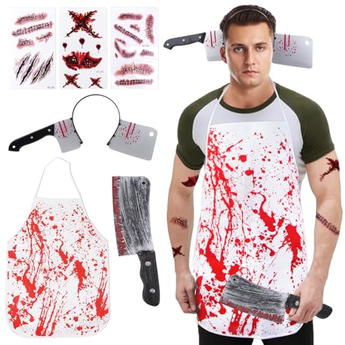 Moiuguli Halloween Kostüm Herren, Blutiges Messer Metzger Kostüm Halloween Horror Zombie Kostüm von Moiuguli