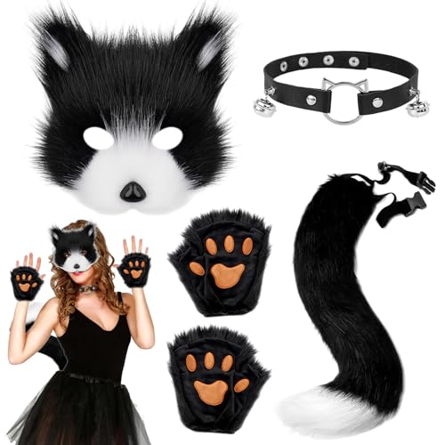 Moiuguli Wolf Kostüm, Halloween Wolf Kostüm Kinder Erwachsene Inklusive Handschuhe Schwanz wolfsmaske Halskette, Größe Einstellbar Halloween Kos-tüm Wolfs für Hallo-ween Karneval Themed Party Moiuguli Wolf Kostüm, Halloween Wolf Kostüm Kinder Erwachsene Inklusive Handschuhe Schwanz wolfsmaske Halskette, Größe Einstellbar Halloween Kos-tüm Wolfs für Hallo-ween Karneval Themed Party von Moiuguli