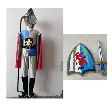 Ritter Kostüm Kinder, Junge Ritterkostüm Zubehör mit Ritterhelm Ritterrüstung Ritterschild und Schwert Mittelalter König Ritterkostüm Kinder Junge Karneval Kostüm Kinder Halloween Dress Up Party von Moiuguli