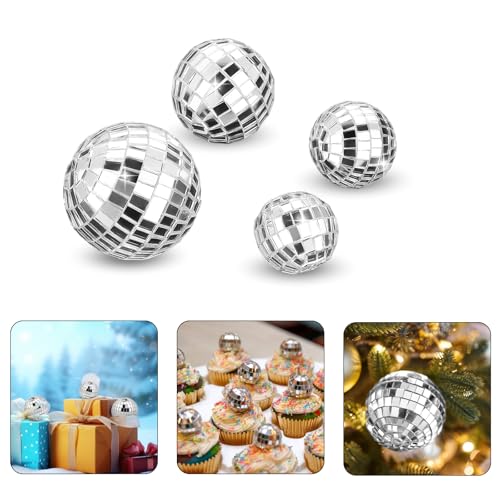 Molain 4 Stück Discokugel Tortendeko,Kuchen Toppers discokugel deko Mini Discokugel Ball kuchendekoration Disco Cake Toppers für Geburtstag Kuchendekoration Disco-Thema Party Zubehör(4 Stück) von Molain