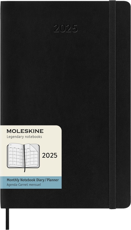 Moleskine Monats-Notizkalender 2025 Klassik 1 Monat auf 2 Seiten Large Softcover Schwarz von Moleskine