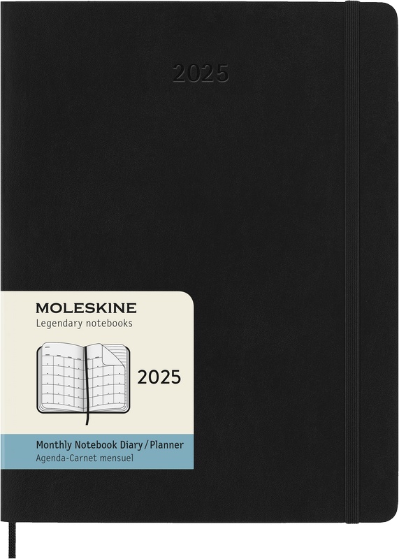 Moleskine Monats-Notizkalender 2025 Klassik 1 Monat auf 2 Seiten XL Softcover Schwarz von Moleskine