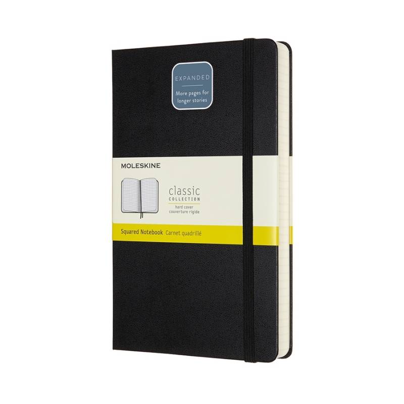 Moleskine Notizbuch Klassik Large Expanded Hardcover Schwarz, kariert von Moleskine