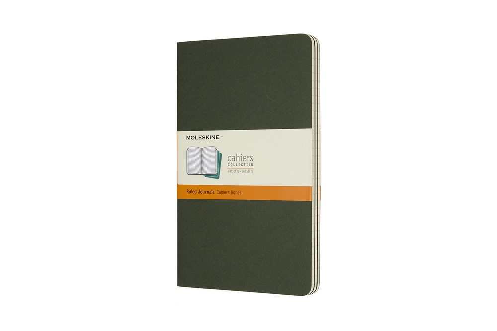 Moleskine Notizheft Cahier Large Softcover 3er Set Myrtengrün, liniert von Moleskine