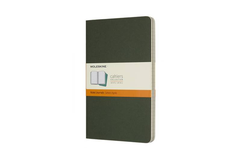 Moleskine Notizheft Cahier Large Softcover 3er Set Myrtengrün, liniert von Moleskine