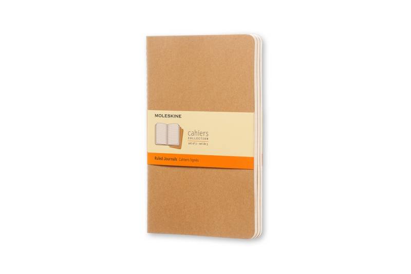 Moleskine Notizheft Cahier Large Softcover 3er Set Packpapierbraun, liniert von Moleskine