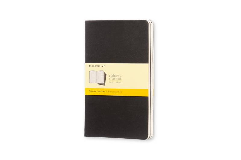 Moleskine Notizheft Cahier Large Softcover 3er Set Schwarz, kariert von Moleskine