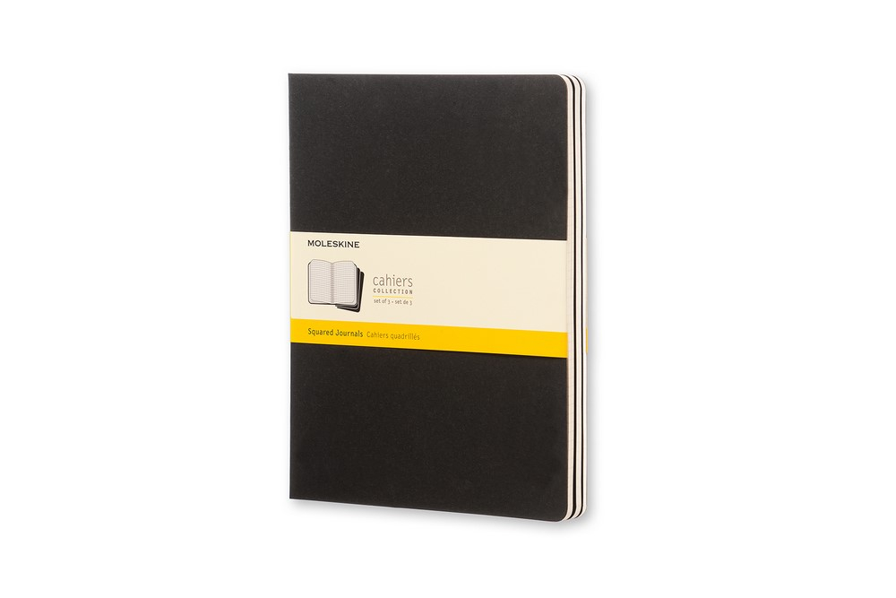 Moleskine Notizheft Cahier XL Softcover 3er Set Schwarz, kariert von Moleskine