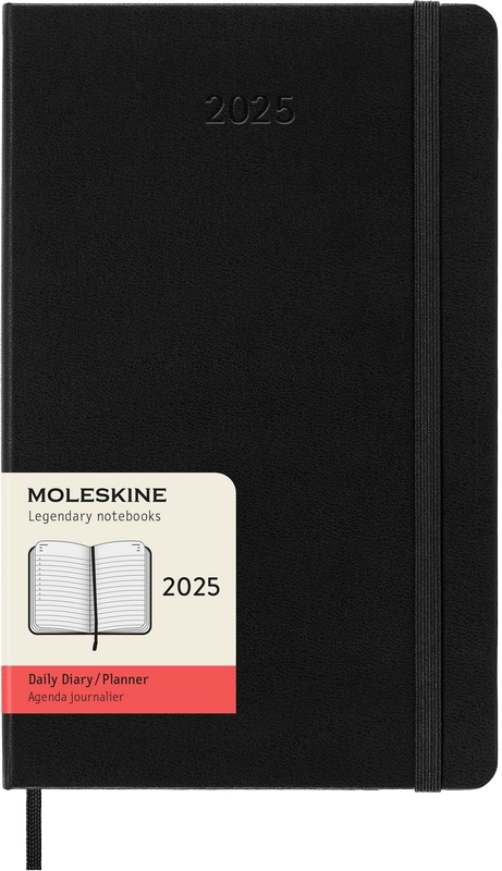 Moleskine Tageskalender 2025 Klassik 1 Tag auf 1 Seite Large Hardcover Schwarz von Moleskine