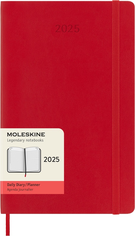 Moleskine Tageskalender 2025 Klassik 1 Tag auf 1 Seite Large Softcover Scharlachrot von Moleskine