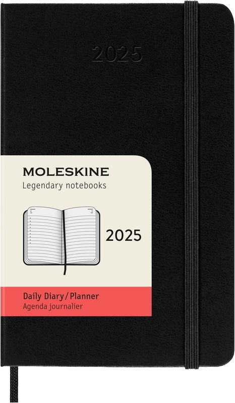 Moleskine Tageskalender 2025 Klassik 1 Tag auf 1 Seite Pocket Hardcover Schwarz von Moleskine