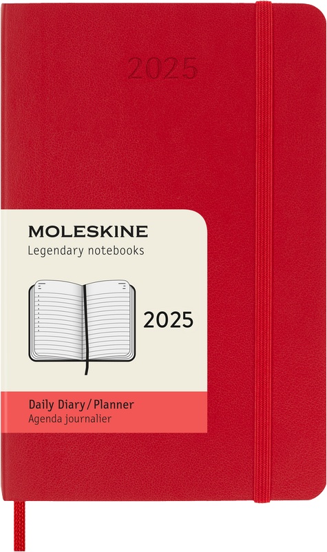 Moleskine Tageskalender 2025 Klassik 1 Tag auf 1 Seite Pocket Softcover Scharlachrot von Moleskine