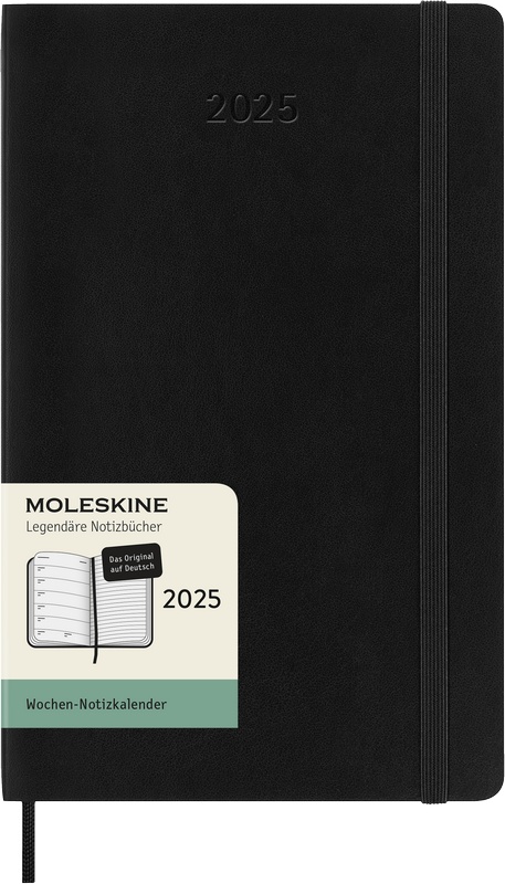 Moleskine Wochen-Notizkalender 2025 Deutsch 1 Woche auf 1 Seite Large Softcover Schwarz von Moleskine