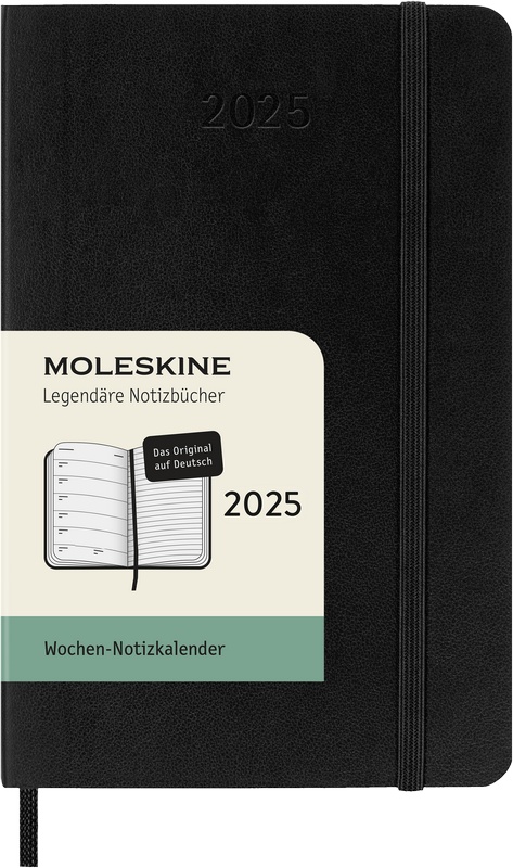Moleskine Wochen-Notizkalender 2025 Deutsch 1 Woche auf 1 Seite Pocket Softcover Schwarz von Moleskine