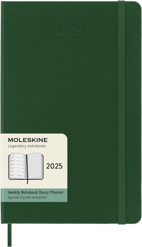 Moleskine Wochen-Notizkalender 2025 Klassik 1 Woche auf 1 Seite Large Hardcover Myrtengrün von Moleskine