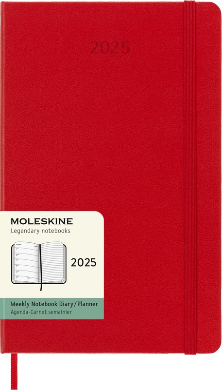 Moleskine Wochen-Notizkalender 2025 Klassik 1 Woche auf 1 Seite Large Hardcover Scharlachrot von Moleskine
