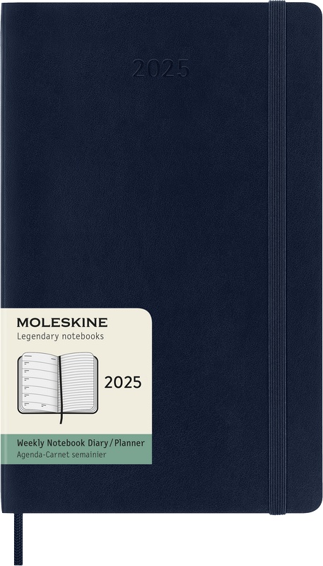 Moleskine Wochen-Notizkalender 2025 Klassik 1 Woche auf 1 Seite Large Softcover Saphir von Moleskine
