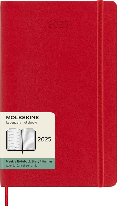 Moleskine Wochen-Notizkalender 2025 Klassik 1 Woche auf 1 Seite Large Softcover Scharlachrot von Moleskine