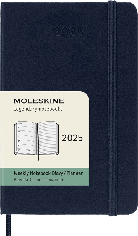 Moleskine Wochen-Notizkalender 2025 Klassik 1 Woche auf 1 Seite Pocket Hardcover Saphir von Moleskine