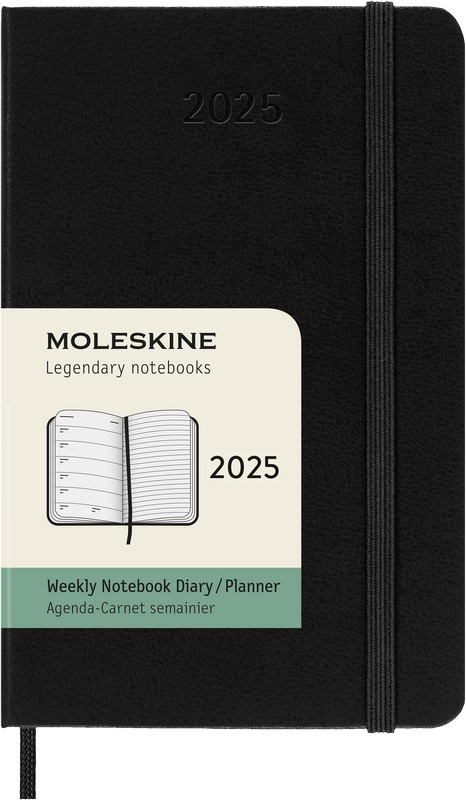 Moleskine Wochen-Notizkalender 2025 Klassik 1 Woche auf 1 Seite Pocket Hardcover Schwarz von Moleskine