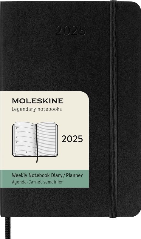 Moleskine Wochen-Notizkalender 2025 Klassik 1 Woche auf 1 Seite Pocket Softcover Schwarz von Moleskine