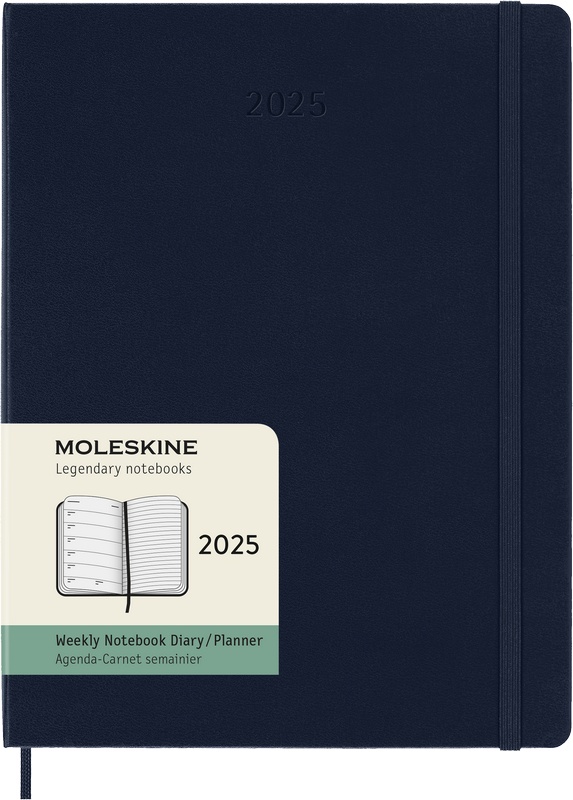 Moleskine Wochen-Notizkalender 2025 Klassik 1 Woche auf 1 Seite XL Hardcover Saphir von Moleskine
