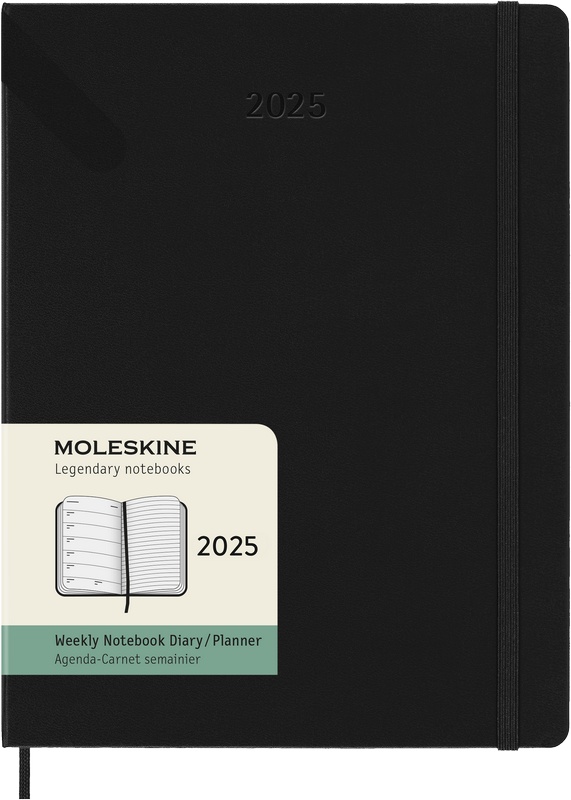 Moleskine Wochen-Notizkalender 2025 Klassik 1 Woche auf 1 Seite XL Hardcover Schwarz von Moleskine