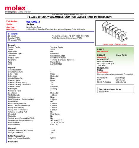 Molex 387206311 Printklemme Polzahl 11 von Molex