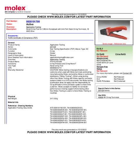 Molex 638191700 Crimpzange von Molex