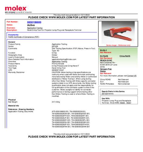 Molex 638199600 Crimpzange von Molex