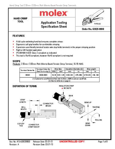 Molex 638259800 Crimpzange von Molex