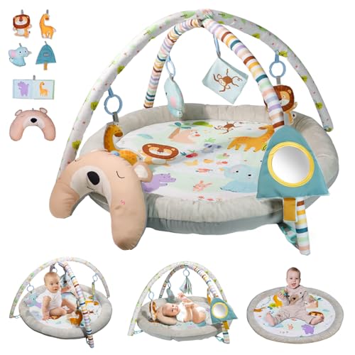 Spielbogen Baby, Spieldecke mit 6 Spielzeugen, Spielmatte Baby Faltbar Zoo Design, Krabbelmatte ab der Geburt, Spielmatte mit Bauchzeit Kissen für 0-24 Monate Spielbogen Baby, Spieldecke mit 6 Spielzeugen, Spielmatte Baby Faltbar Zoo Design, Krabbelmatte ab der Geburt, Spielmatte mit Bauchzeit Kissen für 0-24 Monate von MomTend