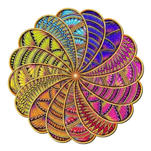 Puzzle Holz Mandala Farbe XL - Holzpuzzle für Erwachsene und Kinder, einzigartige Designs und Verarbeitung, weckt die Phantasie und Kreativität für alle Altersgruppen, ein unvergessliches und von Moments HAFTDIAMENTOWY.PL