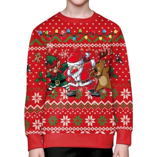 Momkonzz Jungen Weihnachten Sweatshirt Pullover Kleinkind hässlich Xmas Sweater Santa Elf Hund drucken lustige Top Kleidung 3 Jahre von Momkonzz