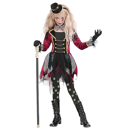 Momkonzz Mädchen Halloween Kostüme Zirkus Zirkusdirektor Kostüm für Kinder Zirkus Kleid Clubwear Cosplay Outfits 10-12 Jahre von Momkonzz