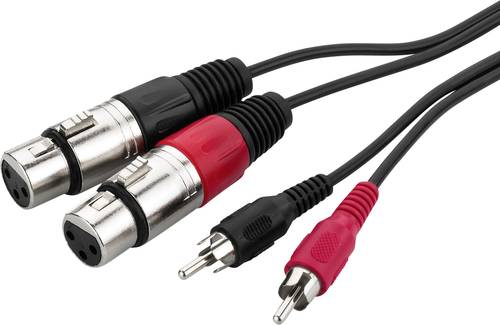 Monacor MCA-127J Audio Verbindungskabel [2x XLR-Buchse - 2x Cinch-Stecker] 1m Schwarz von Monacor