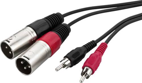 Monacor MCA-127P Audio Verbindungskabel [2x XLR-Stecker - 2x Cinch-Stecker] 1m Schwarz von Monacor