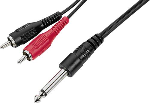 Monacor MCA-300 Audio Adapterkabel [2x Cinch-Stecker - 1x Klinkenstecker 6.3mm (mono)] 3m Schwarz von Monacor