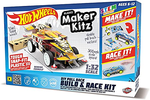 Mondo-51193 Maker Kitz Build und Race Kit Pull Back mit Rückzug, Farbe Livrea Hot Wheels, 51193 von Mondo