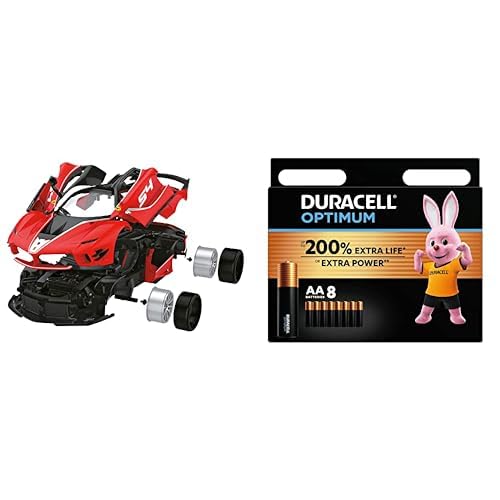 Mondo 63691 RC Kit Ferrari FXXK Evo, Geschwindigkeit 8 km/h, Maßstab 1:18, rot + Duracell Optimum Batterien AA, 8 Stück, bis zu 200% zusätzliche Lebensdauer oder extra Power von Mondo