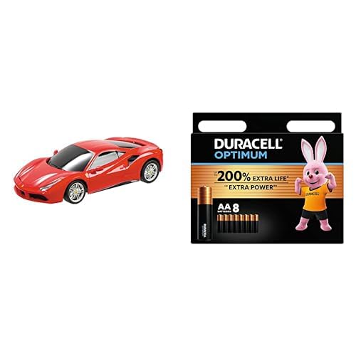 Mondo Motors, Ferrari 488 GTB, Modell im Maßstab 1: 24, Geschwindigkeit bis zu 8 km/h, Spielzeugauto für Kinder - 63419 + Duracell Optimum Batterien AA, 8 Stück, bis zu 200% zusätzliche Lebensdauer Mondo Motors, Ferrari 488 GTB, Modell im Maßstab 1: 24, Geschwindigkeit bis zu 8 km/h, Spielzeugauto für Kinder - 63419 + Duracell Optimum Batterien AA, 8 Stück, bis zu 200% zusätzliche Lebensdauer von Mondo