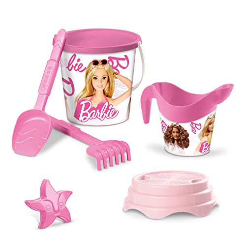 Mondo Toys - BUCKET SET + WATER CAN BARBIE - Sandeimer Set ø17 cm mit Giesser - 6-Teiliges Strandspielzeug Set für Kinder ab 3 Jahren, Strandset - 18443 von Mondo