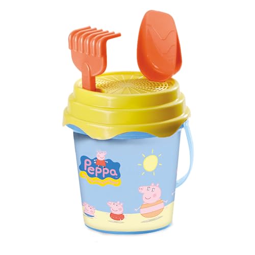 Mondo Toys - BUCKET SET + WATER CAN PEPPA PIG - Sandeimer Set ø17 cm mit Giesser - 6-Teiliges Strandspielzeug Set für Kinder ab 3 Jahren, Strandset - 28053 von Mondo