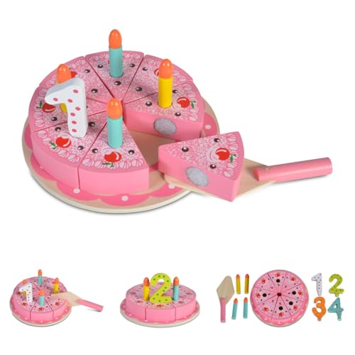 Cangaroo Holzspielzeugkuchen Ab 18 Monaten Torte Kerzen Tortenheber Pink Mehrfarbig 4223N von Moni